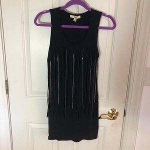 black bodycon fringe minidress